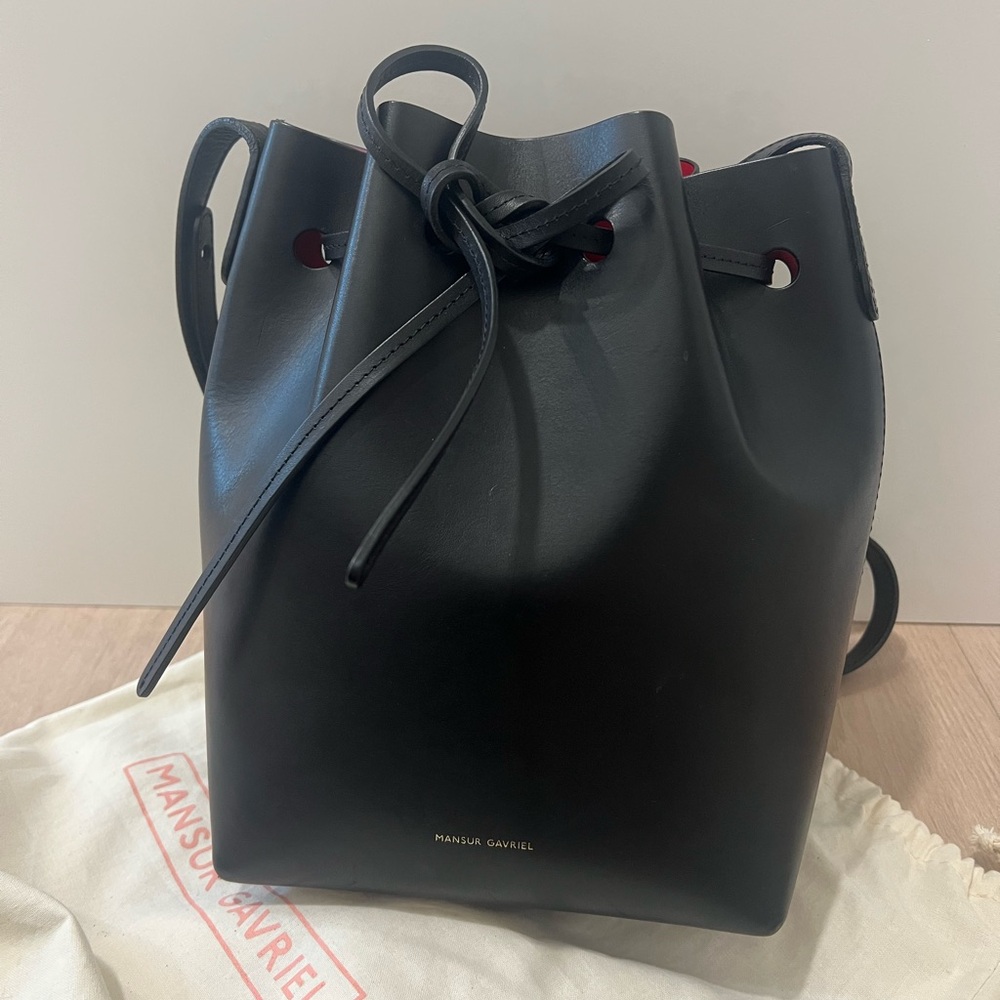 Mansur Gavriel Black Leather Bucket Bag